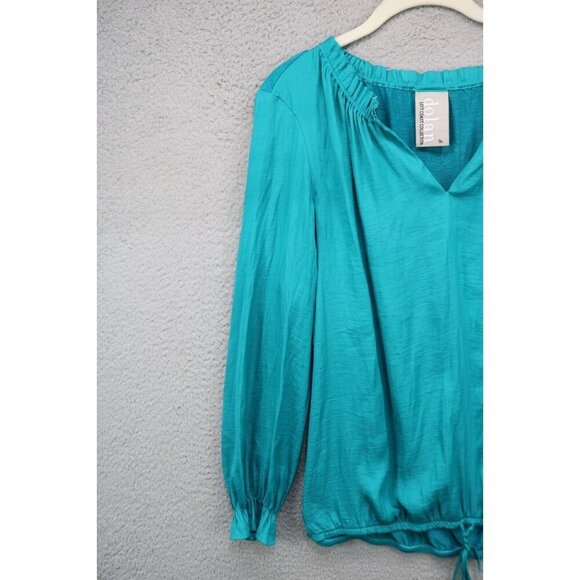 Dolan Left Coast Collection Long Sleeve Silky Blue Top-Medium-Elastic Waist - Picture 3 of 11
